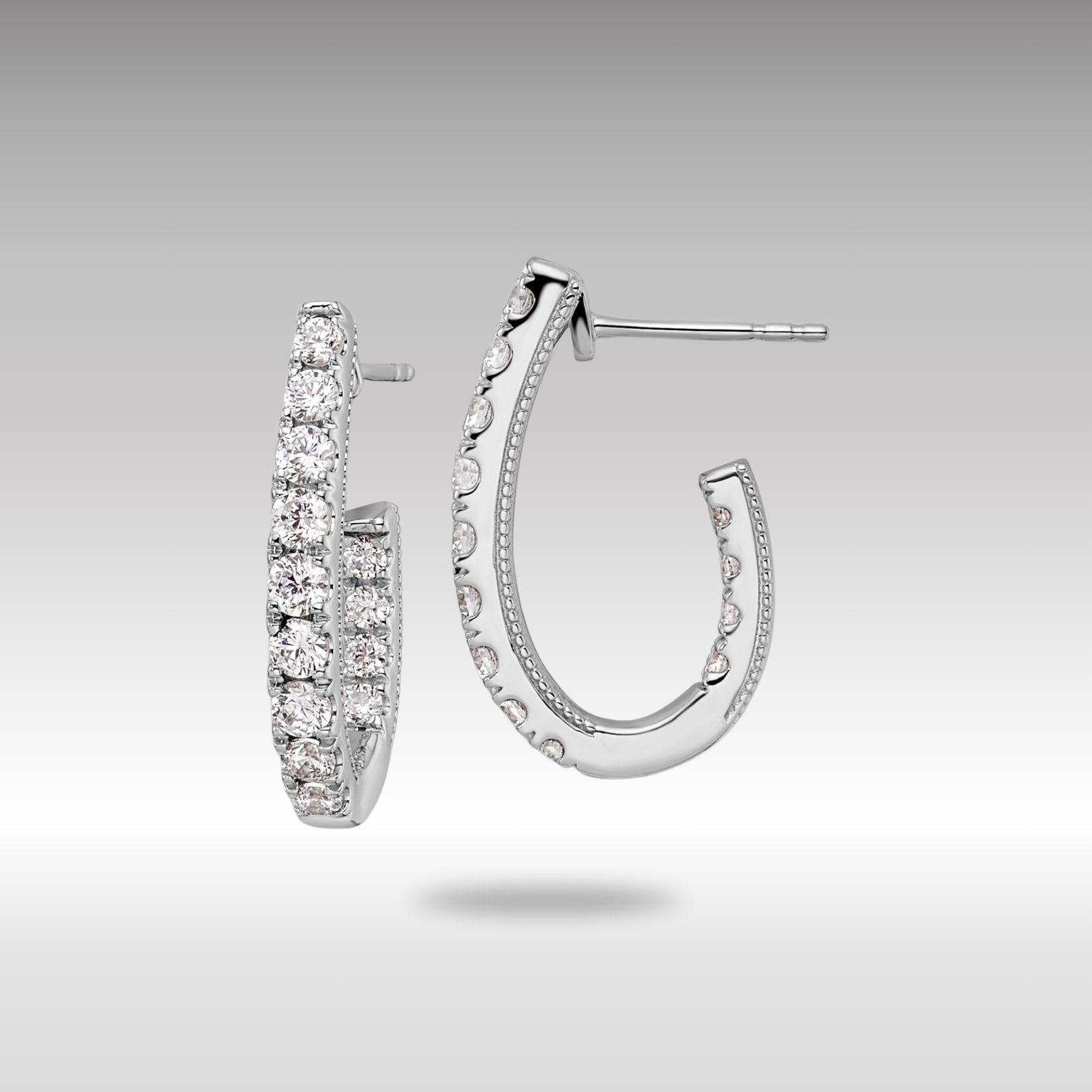 White Gold Lab Grown Diamond VS/SI FGH In and Out J-Hoop Earring - Model EM9122-100-WLG - Charlie & Co. Jewelry