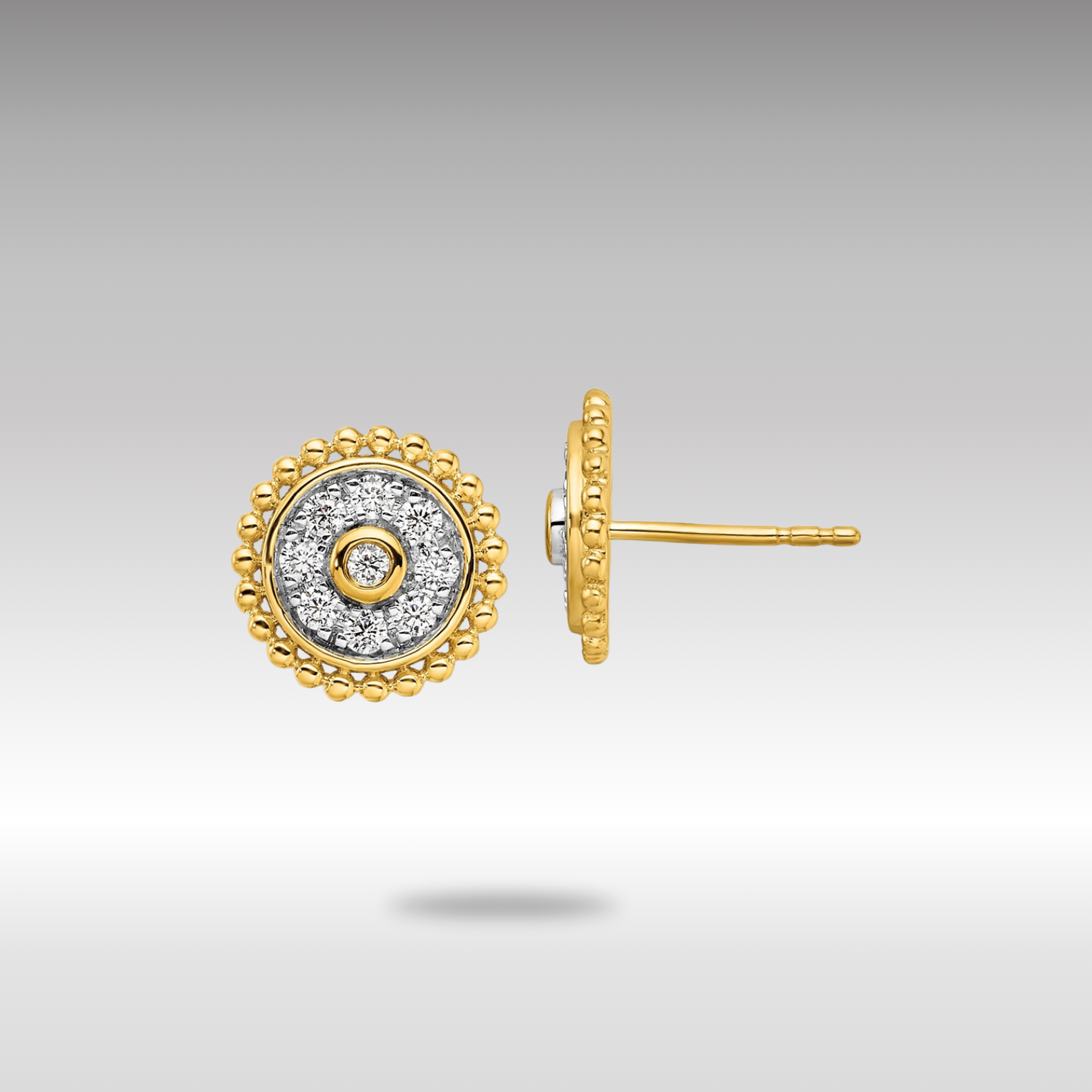 Gold Lab Grown Diamond VS/SI FGH Circle Post Earrings - Model EM9124-033-YLG - Charlie & Co. Jewelry