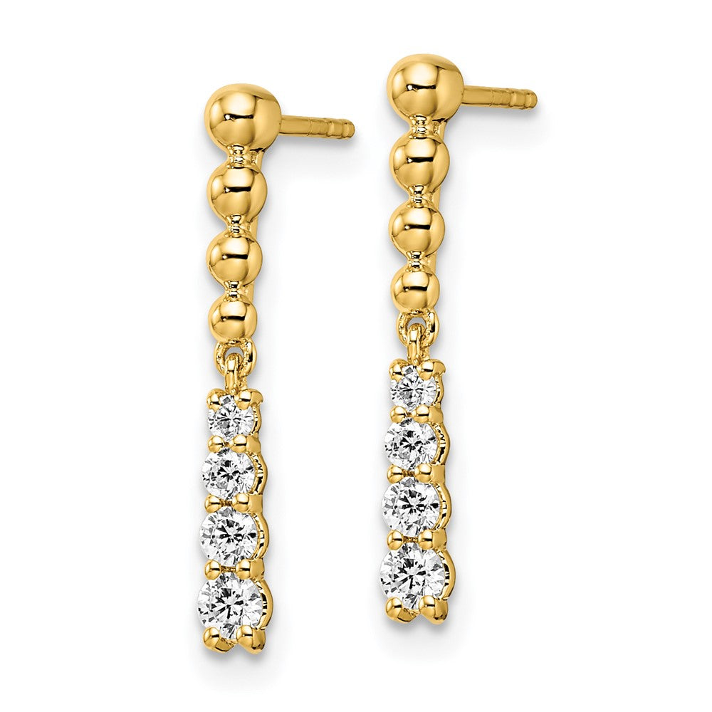 Gold Lab Grown Diamond VS/SI FGH Beaded Bar Post Dangle Earrings - Model EM9125-032-YLG - Charlie & Co. Jewelry