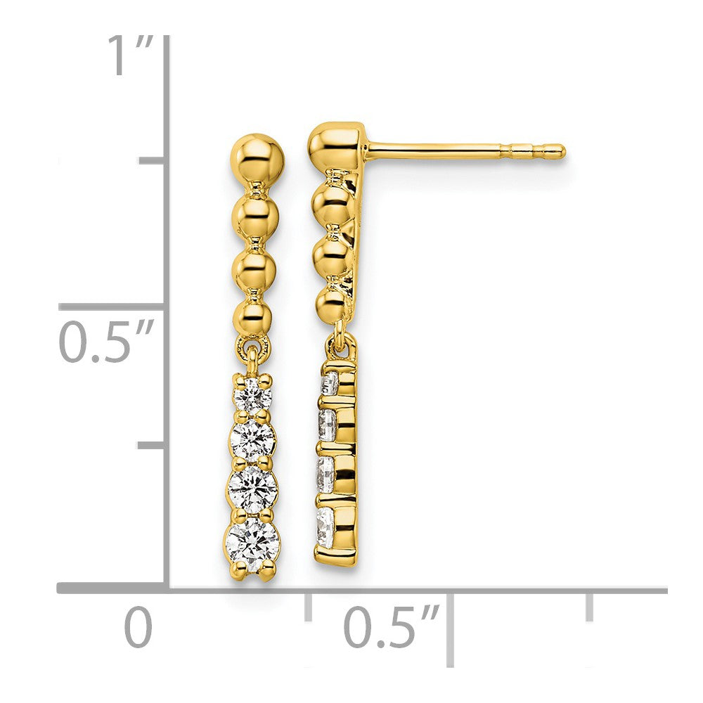 Gold Lab Grown Diamond VS/SI FGH Beaded Bar Post Dangle Earrings - Model EM9125-032-YLG - Charlie & Co. Jewelry