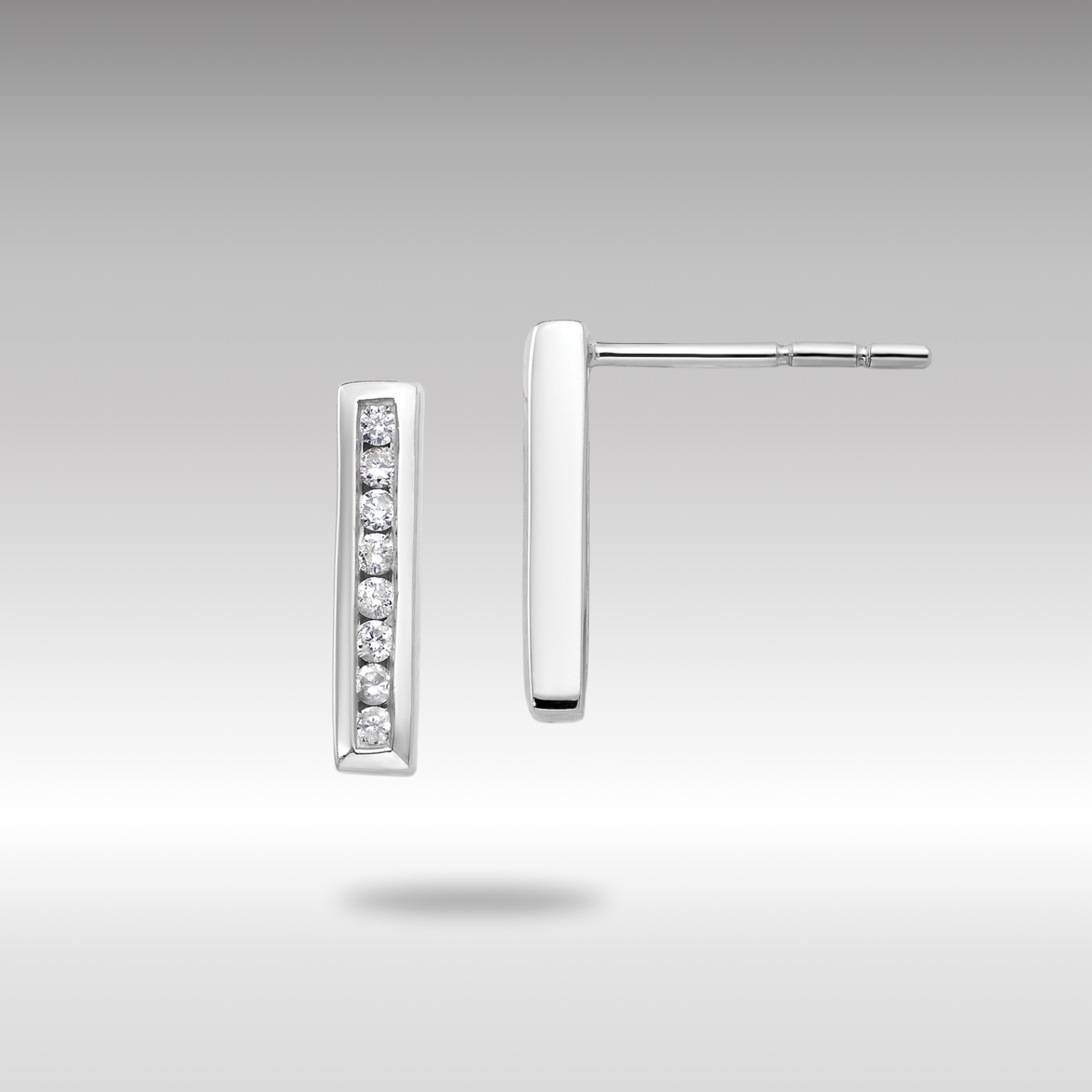 White Gold Lab Grown VS/SI FGH Dia Vertical Bar Post Earrings - Model EM9644-016-WLG - Charlie & Co. Jewelry