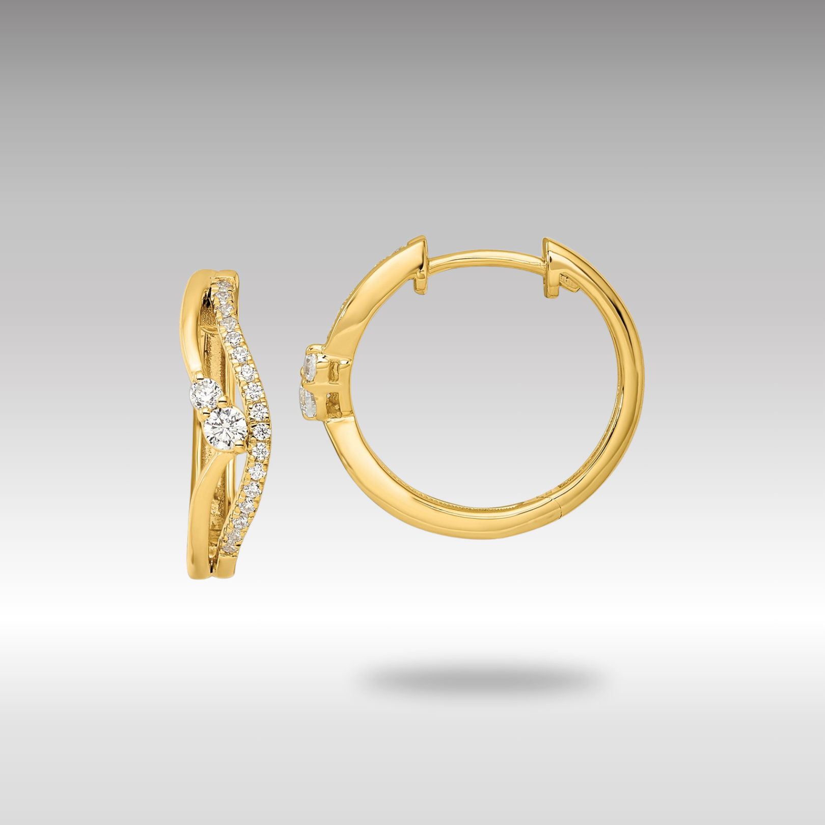 Gold Lab Grown VS/SI FGH Dia Hinged Hoop Earrings - Model EM9654-034-YLG - Charlie & Co. Jewelry