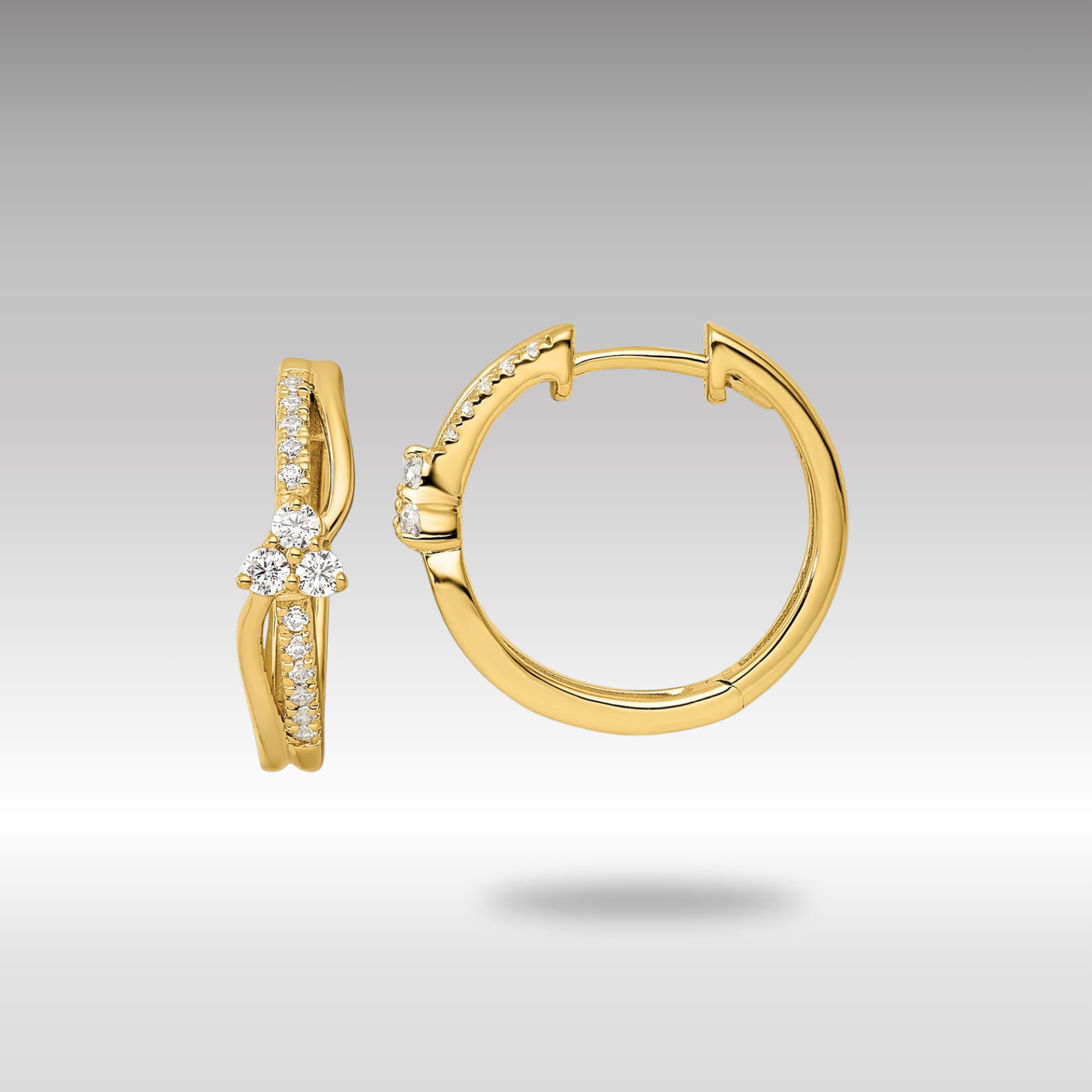 Gold Lab Grown VS/SI FGH Dia Hinged Hoop Earrings - Model EM9655-034-YLG - Charlie & Co. Jewelry