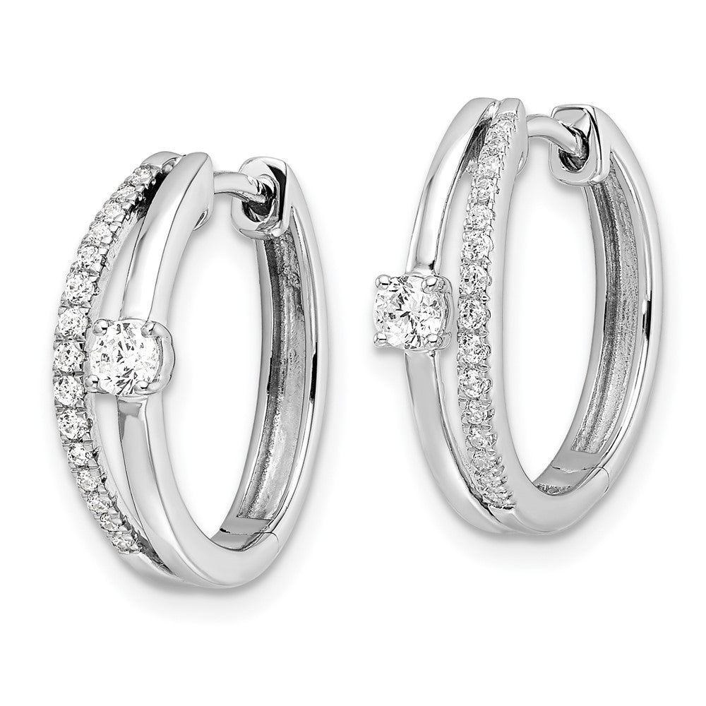 White Gold Lab Grown VS/SI FGH Diamonds Hinged Hoop Earrings - Model EM9656-038-WLG - Charlie & Co. Jewelry