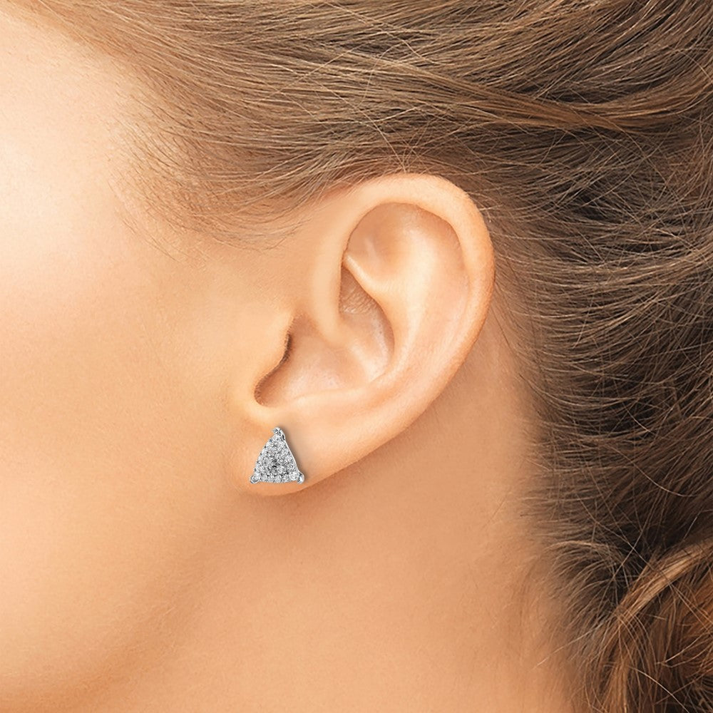 White Gold Lab Grown VS/SI FGH Dia Triangle Cluster Post Earrings - Model EM9664-050-WLG - Charlie & Co. Jewelry