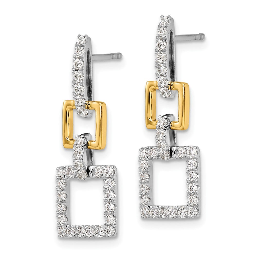 Gold Two-Tone Lab Grown VS/SI FGH Dia Squares Dangle Post Earrings - Model EM9667-076-WYLG - Charlie & Co. Jewelry