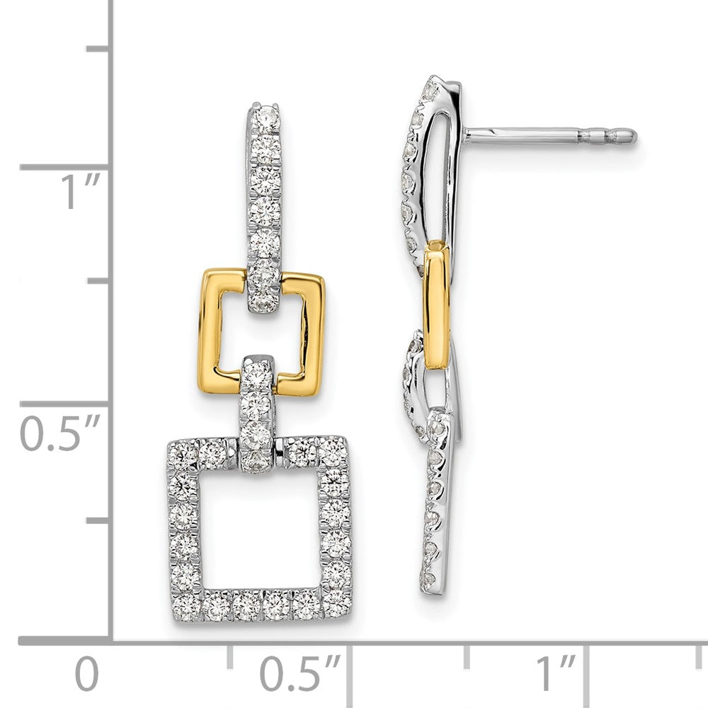 Gold Two-Tone Lab Grown VS/SI FGH Dia Squares Dangle Post Earrings - Model EM9667-076-WYLG - Charlie & Co. Jewelry