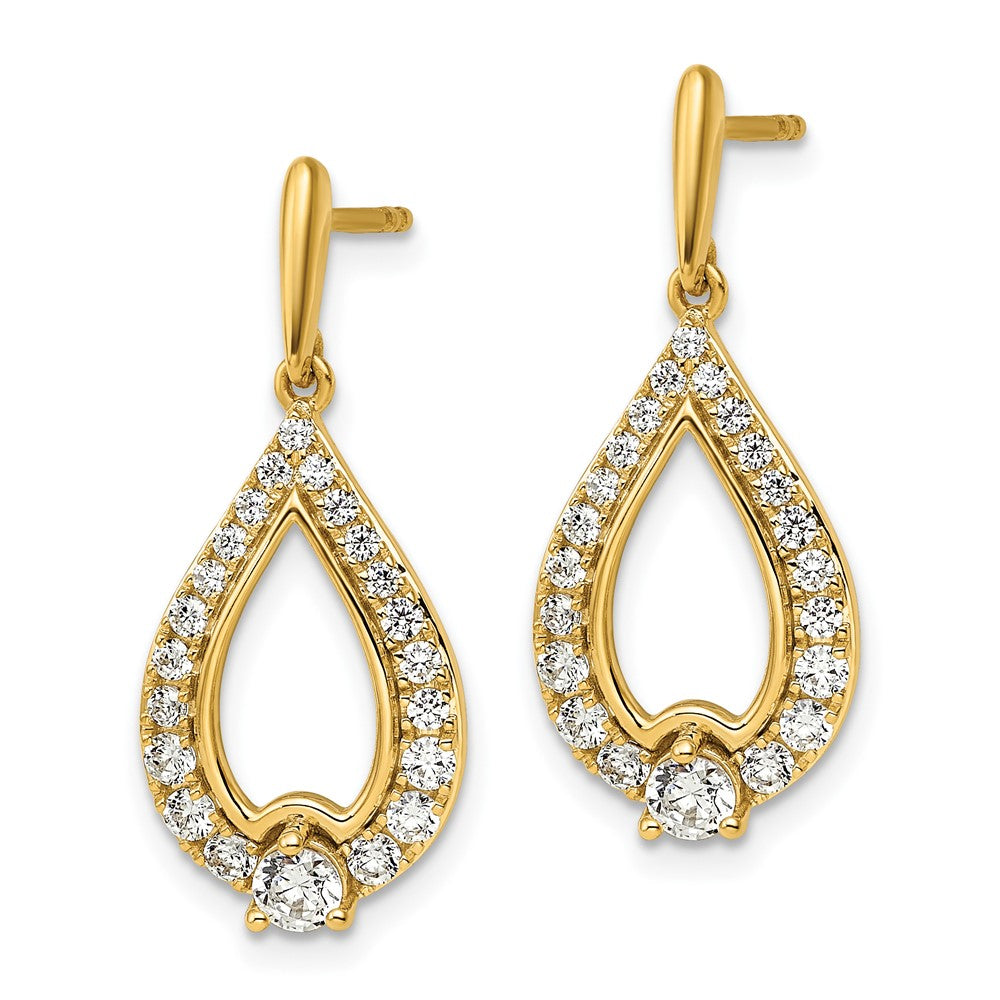 Gold Lab Grown Diamond VS/SI FGH Pear Shape Post Dangle Earrings - Model EM9939-100-LG - Charlie & Co. Jewelry