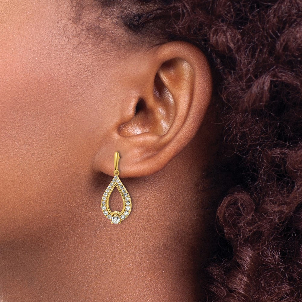 Gold Lab Grown Diamond VS/SI FGH Pear Shape Post Dangle Earrings - Model EM9939-100-LG - Charlie & Co. Jewelry