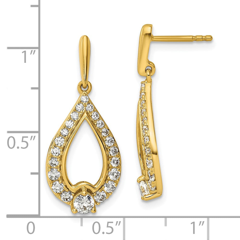 Gold Lab Grown Diamond VS/SI FGH Pear Shape Post Dangle Earrings - Model EM9939-100-LG - Charlie & Co. Jewelry