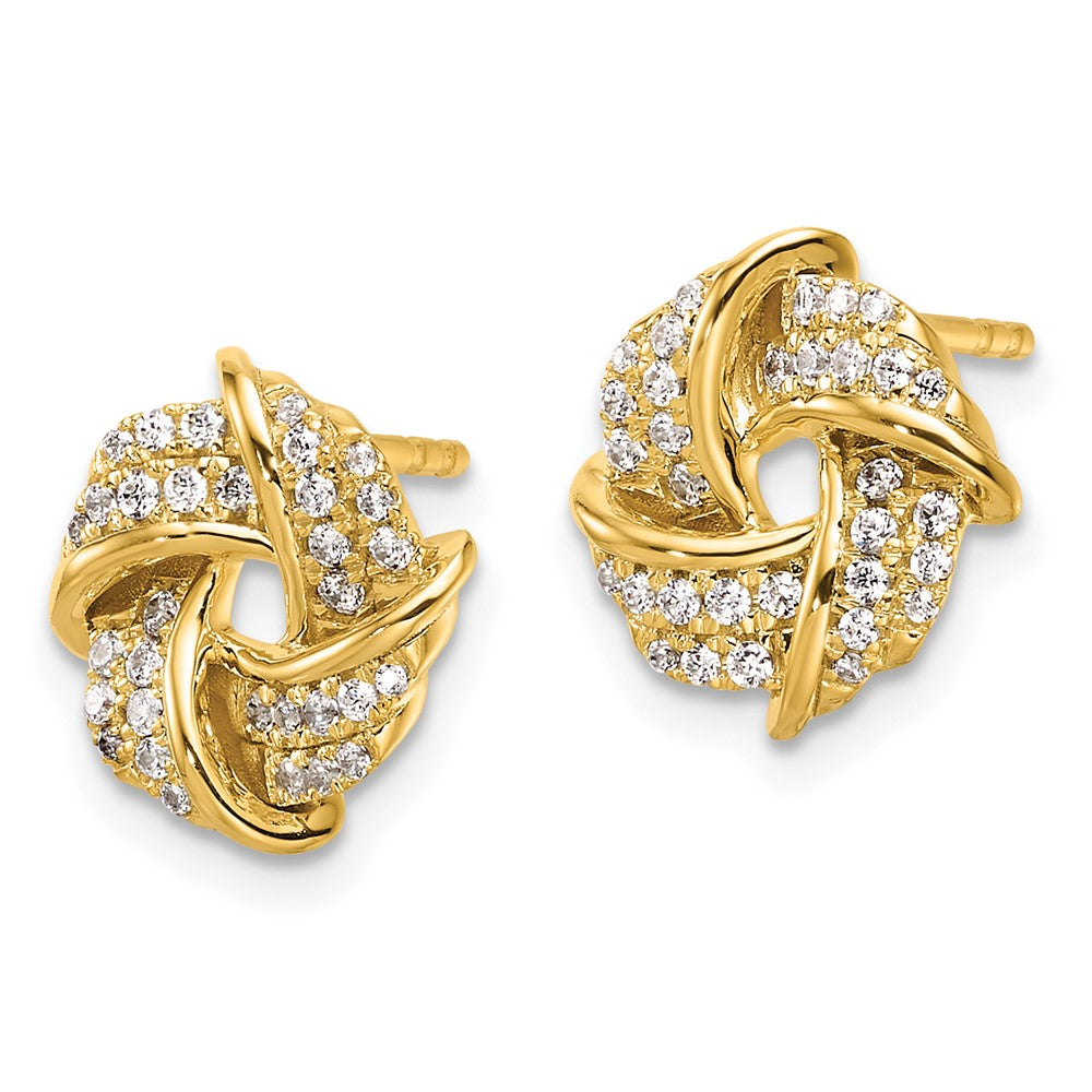 Gold Lab Grown Diamond VS/SI FGH Love Knot Post Earrings - Model EM9973-031-YLG - Charlie & Co. Jewelry