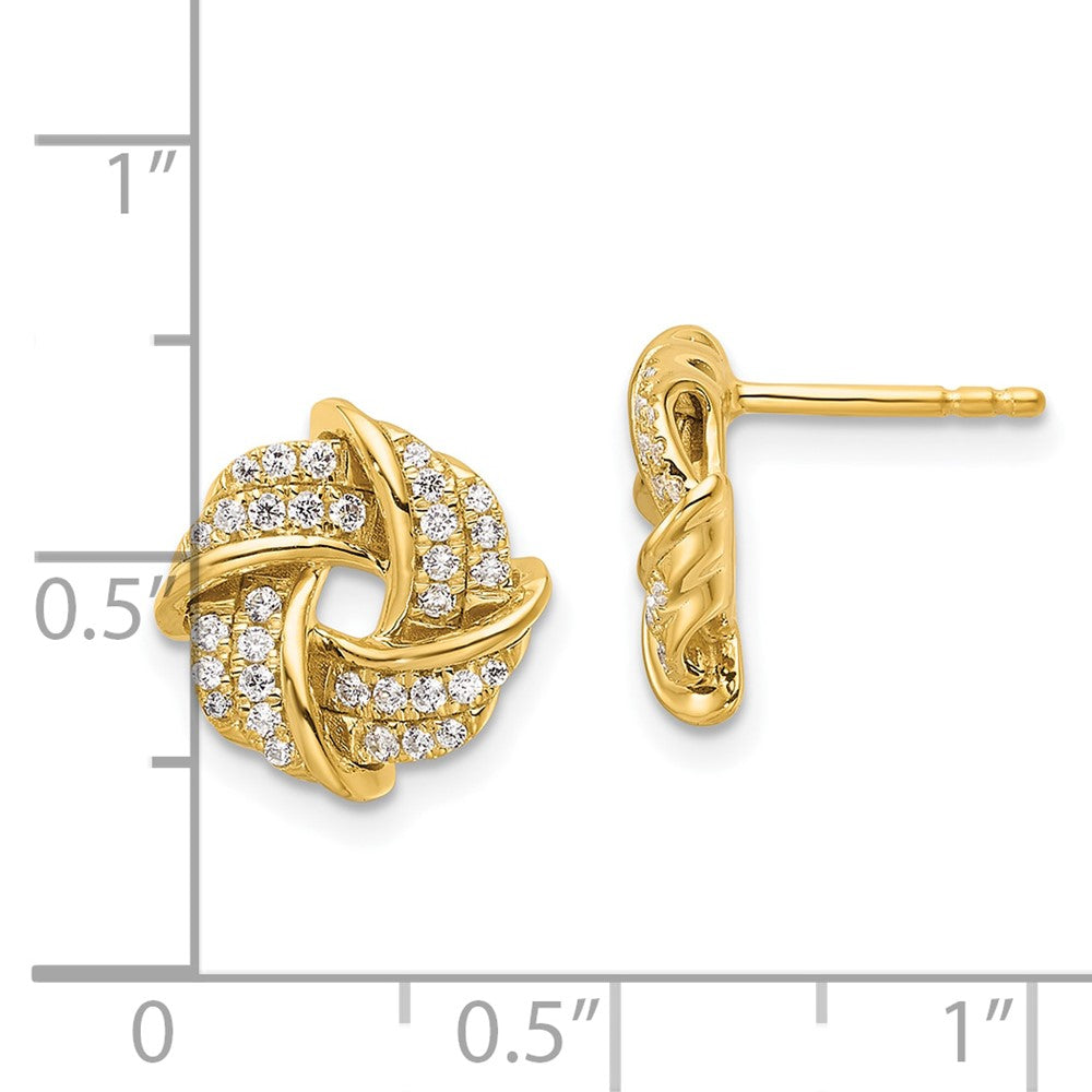 Gold Lab Grown Diamond VS/SI FGH Love Knot Post Earrings - Model EM9973-031-YLG - Charlie & Co. Jewelry