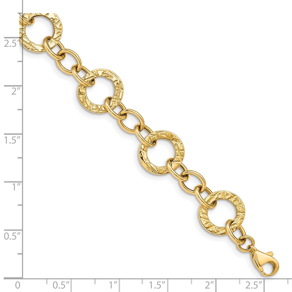 Charlie & Co Jewelry | 14k Polished And Textured Fancy Link Bracelet - Model FB1396