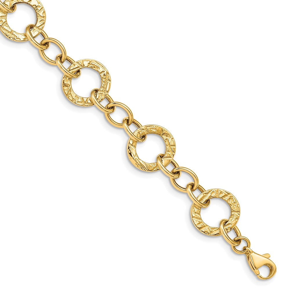 Charlie & Co Jewelry | 14k Polished And Textured Fancy Link Bracelet - Model FB1396