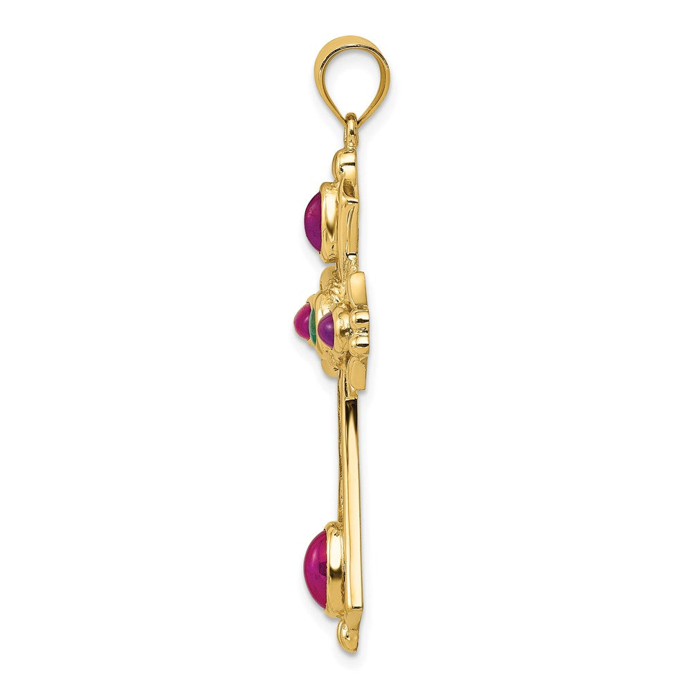 Charlie & Co Jewelry | 14k Ruby And Emerald Cabochon Cross Pendant - Model FB597