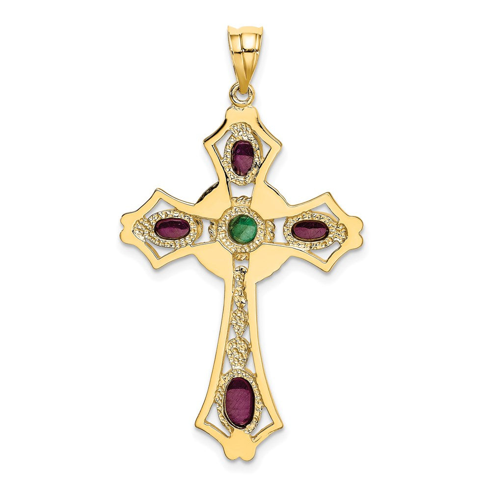 Charlie & Co Jewelry | 14k Ruby And Emerald Cabochon Cross Pendant - Model FB597