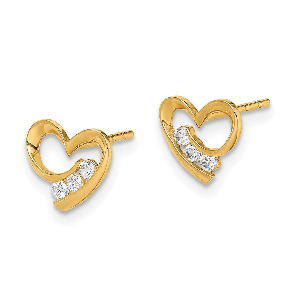 Gold Madi K CZ Heart Post Earrings - Model GK1002 - Charlie & Co. Jewelry