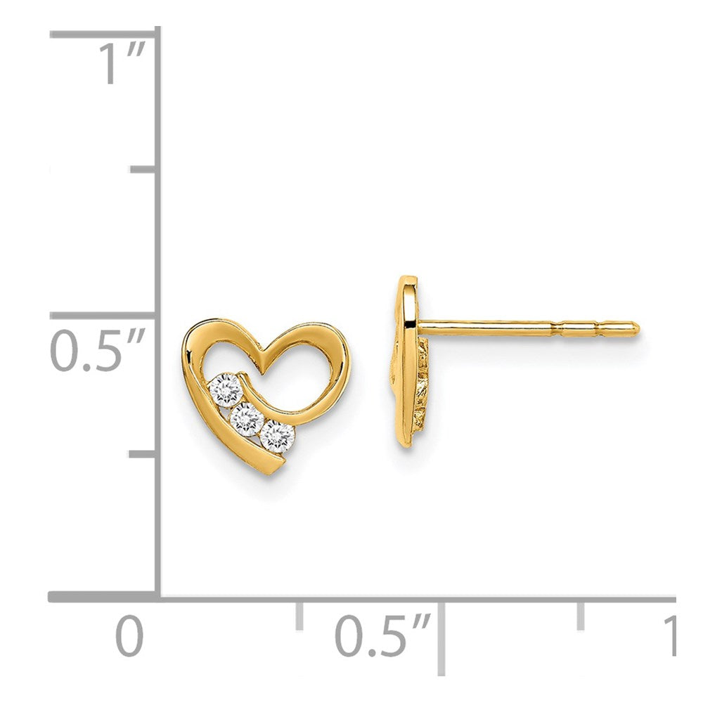 Gold Madi K CZ Heart Post Earrings - Model GK1002 - Charlie & Co. Jewelry