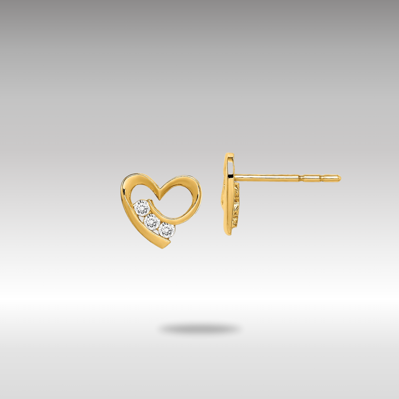 Gold Madi K CZ Heart Post Earrings - Model GK1002 - Charlie & Co. Jewelry