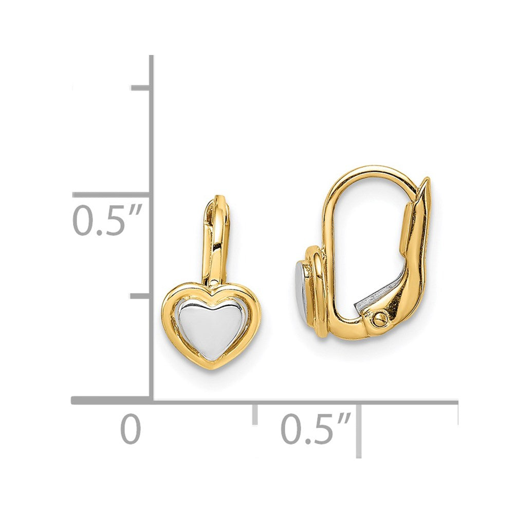 Gold Madi K Two-Tone Children's Heart Hoop Earrings - Model GK1051 - Charlie & Co. Jewelry