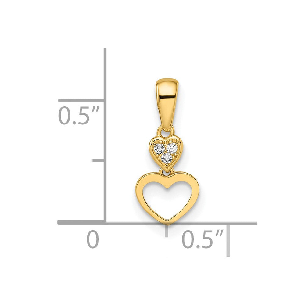 Charlie & Co Jewelry | 14k Madi K Cz Hearts Dangle Pendant - Model GK1088