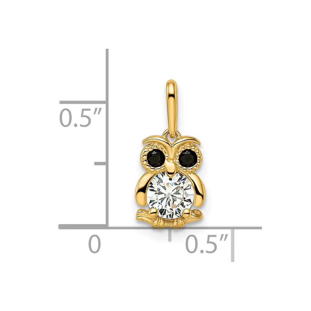 Gold Owl Madi K Black and White CZ  Necklace Pendant Model-GK1092 - Charlie & Co. Jewelry