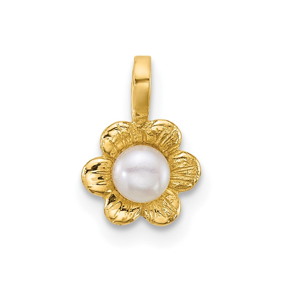 Charlie & Co Jewelry | 14k Madi K Polished 3-4mm Button White Freshwater Cultured Pearl Flower Pendant - Model GK1201