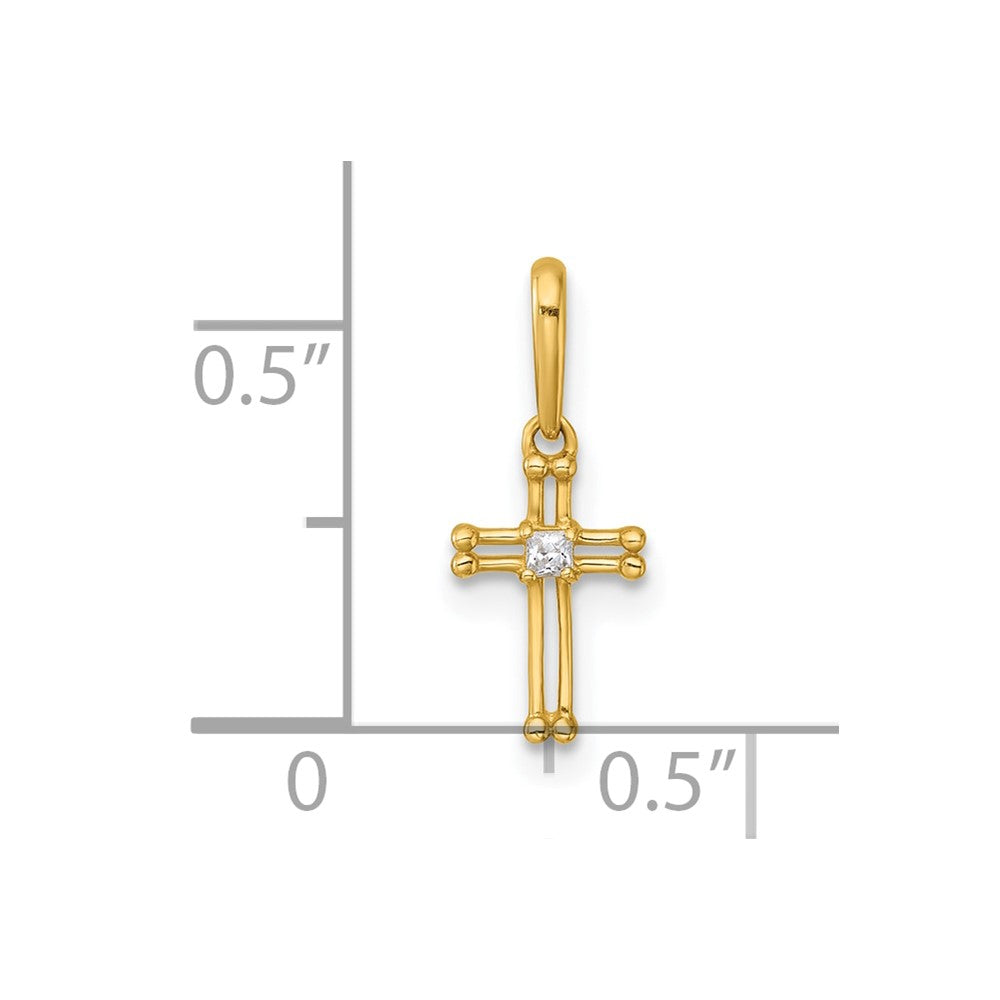 Charlie & Co Jewelry | 14k Madi K Polished And Beaded Cz Open Cross Childrens Charm / Pendant - Model GK1206