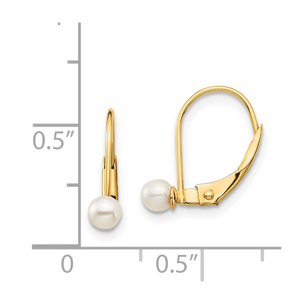 Gold Madi K 3-4mm White Round FW Cultured Pearl Leverback Earrings - Model GK250 - Charlie & Co. Jewelry