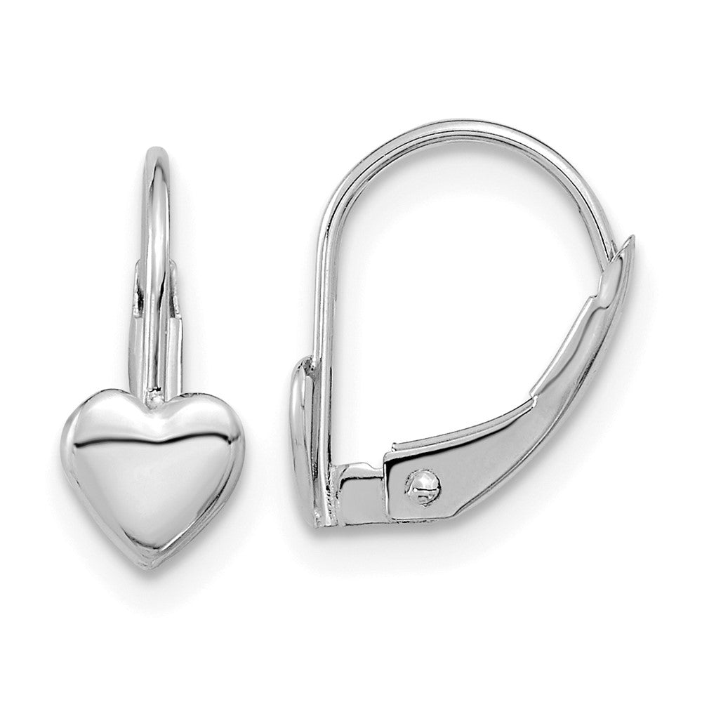 White Gold Madi K Heart Leverback Earrings Model-GK252 - Charlie & Co. Jewelry