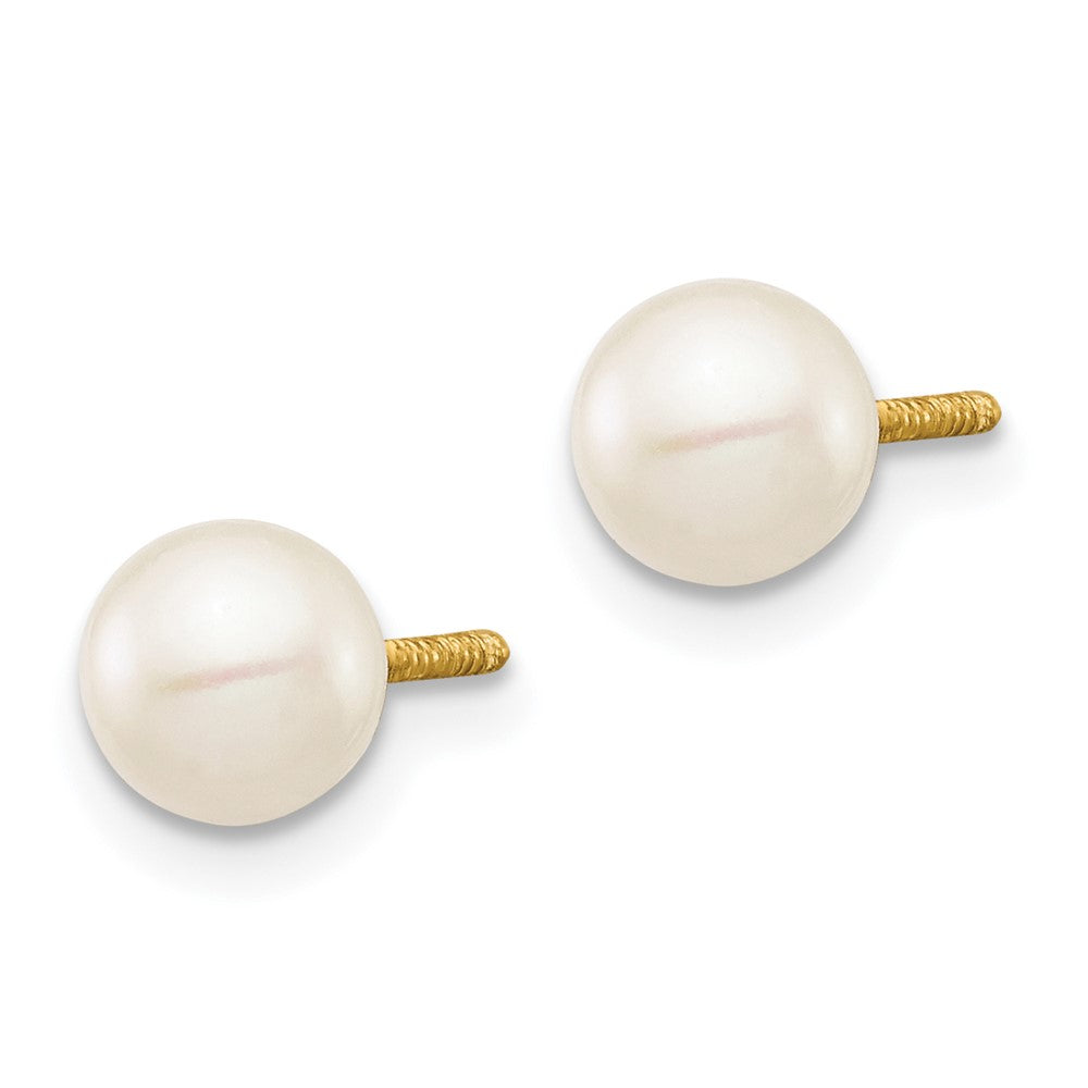 Gold Madi K 5-6mm White Near Round Freshwater Cultured Pearl Post Earrings - Model GK416 - Charlie & Co. Jewelry