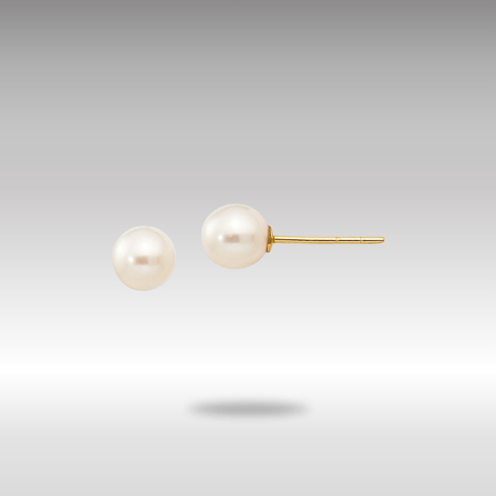 Gold Madi K 5-6mm White Near Round Freshwater Cultured Pearl Post Earrings - Model GK416 - Charlie & Co. Jewelry