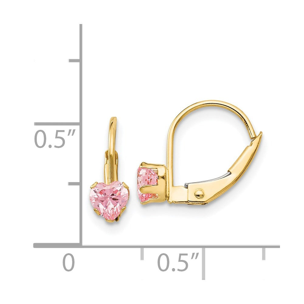 Gold Madi K Leverback 4mm Pink CZ Earrings Model-GK583 - Charlie & Co. Jewelry