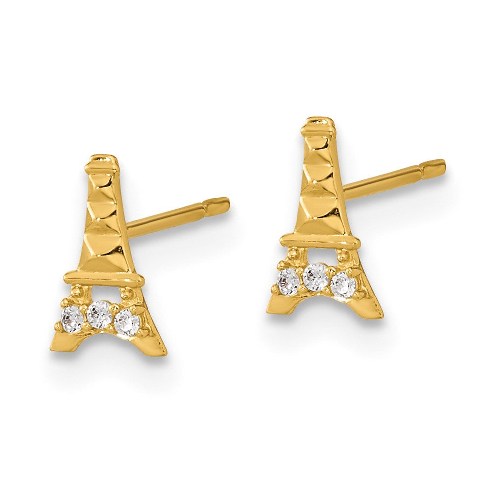 Gold Madi K Kids CZ Eiffel Tower Post Earrings - Model GK909 - Charlie & Co. Jewelry