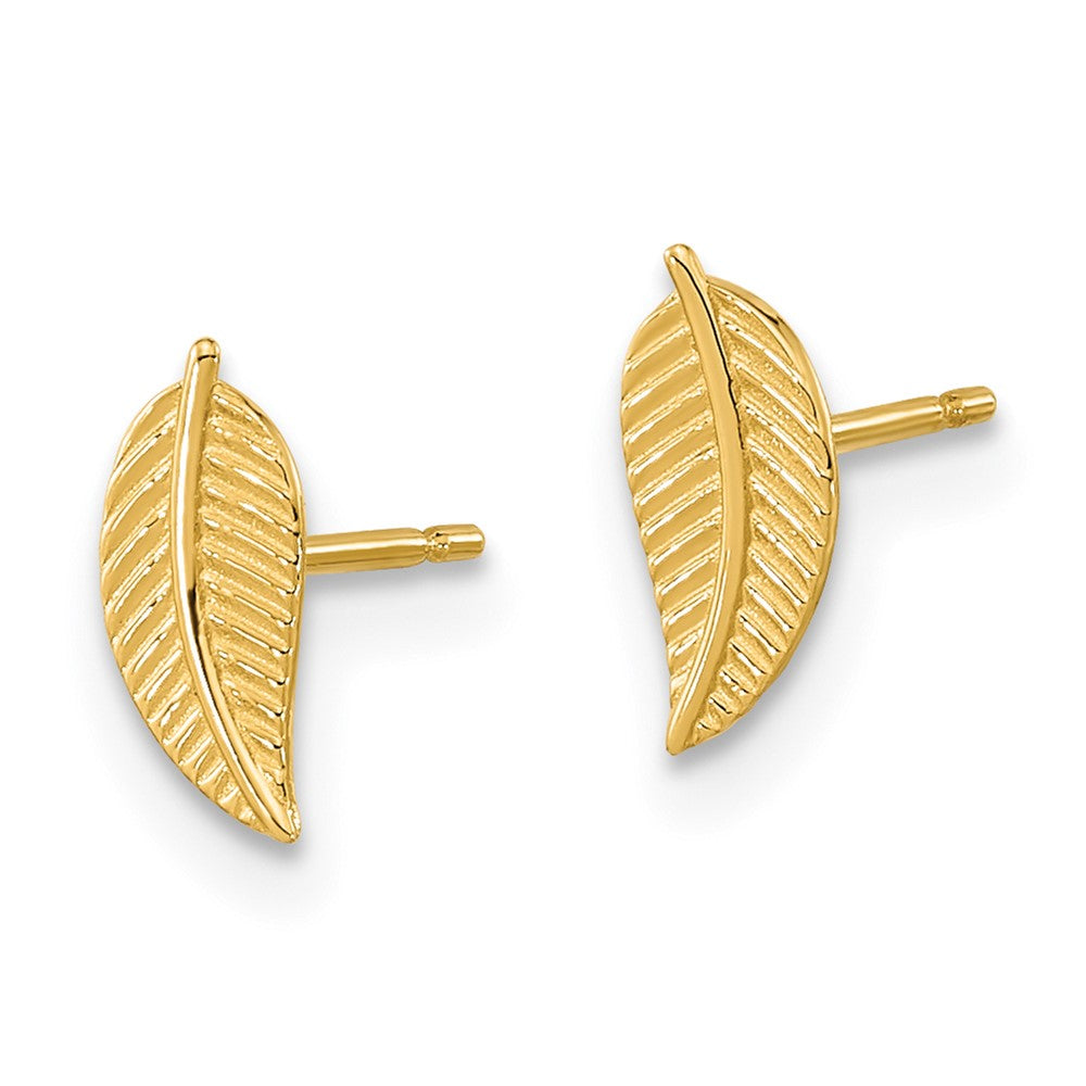 Gold Madi K Kids Leaf Post Earrings - Model GK940 - Charlie & Co. Jewelry