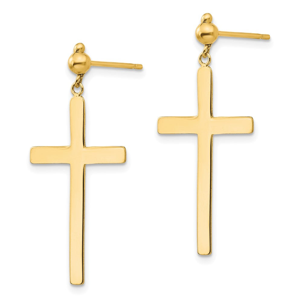 Gold Cross Dangle Post Earrings - Model H1086 - Charlie & Co. Jewelry