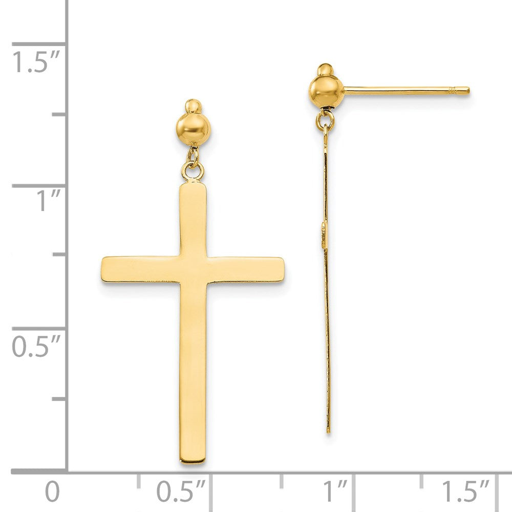 Gold Cross Dangle Post Earrings - Model H1086 - Charlie & Co. Jewelry