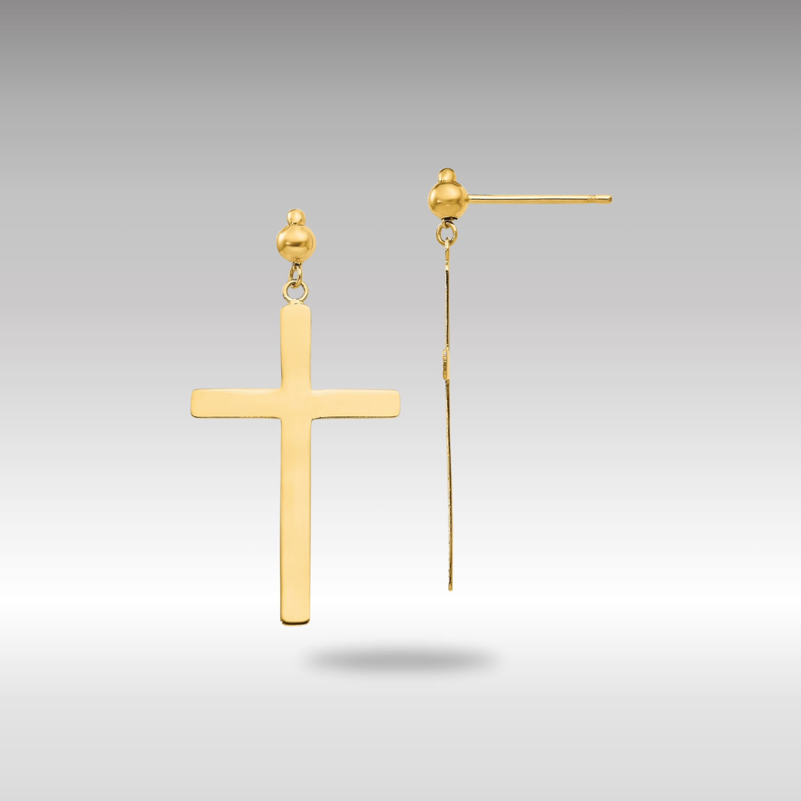 Gold Cross Dangle Post Earrings - Model H1086 - Charlie & Co. Jewelry