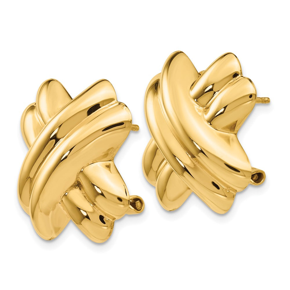 Gold Polished X Omega Back Post Earrings - Model H364 - Charlie & Co. Jewelry