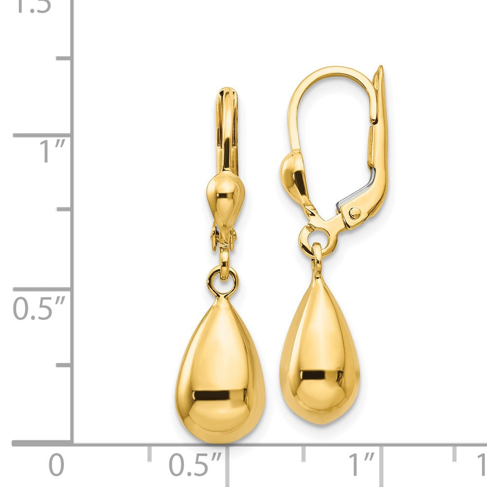 Gold Polished Fancy Dangle Leverback Earrings Model-H557 - Charlie & Co. Jewelry