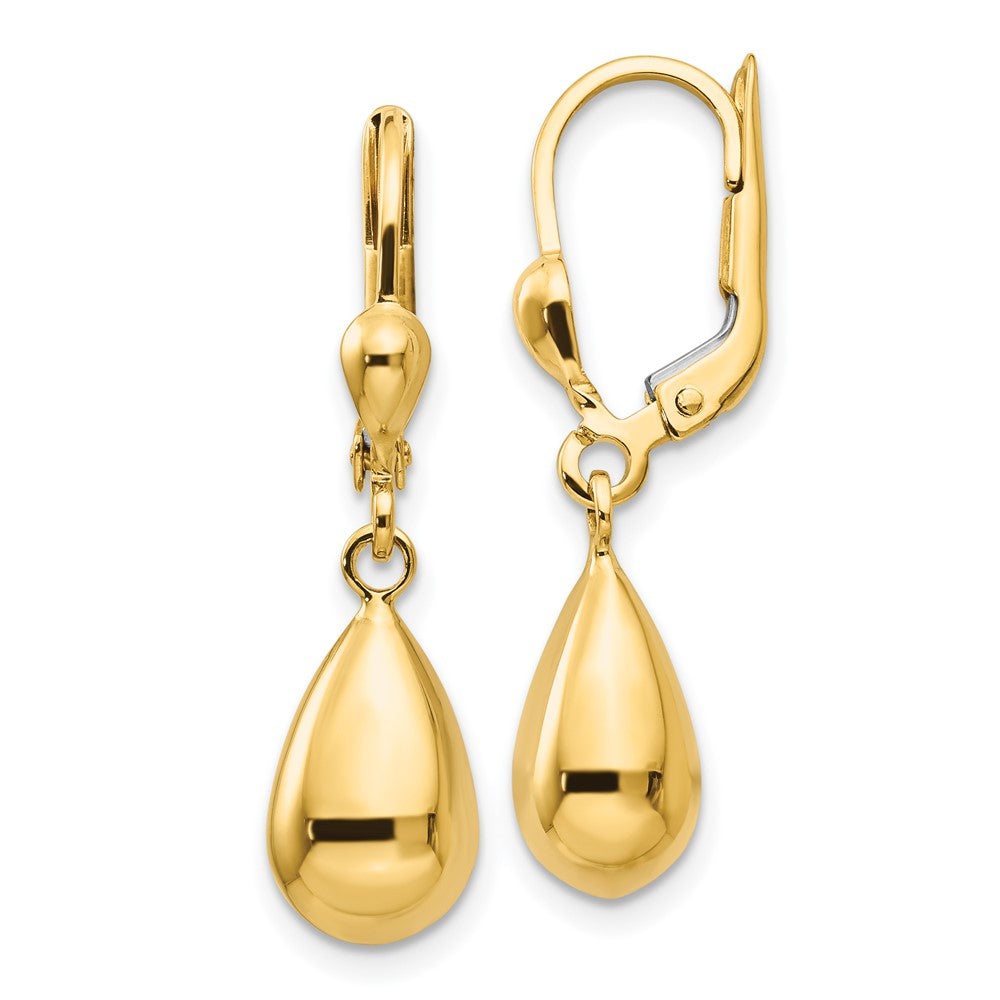 Gold Polished Fancy Dangle Leverback Earrings Model-H557 - Charlie & Co. Jewelry