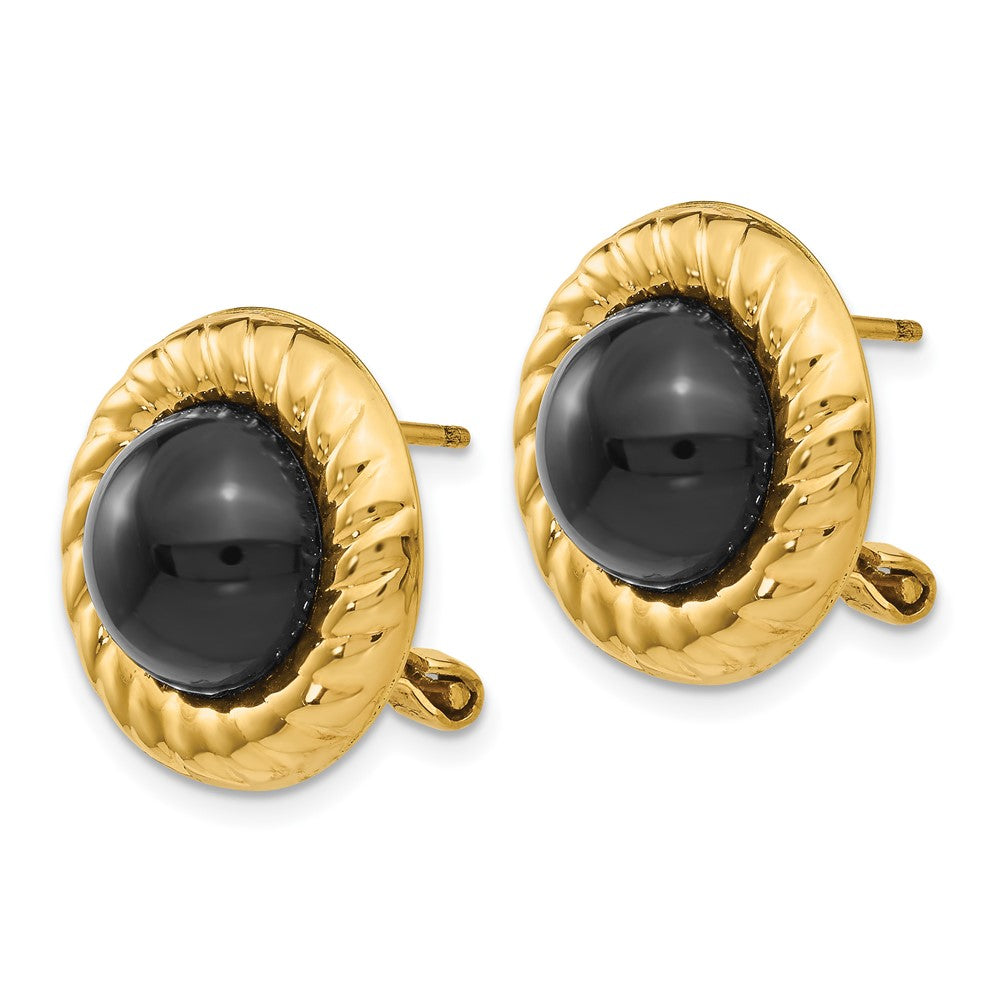 Gold Onyx Fancy Earrings - Model H624 - Charlie & Co. Jewelry