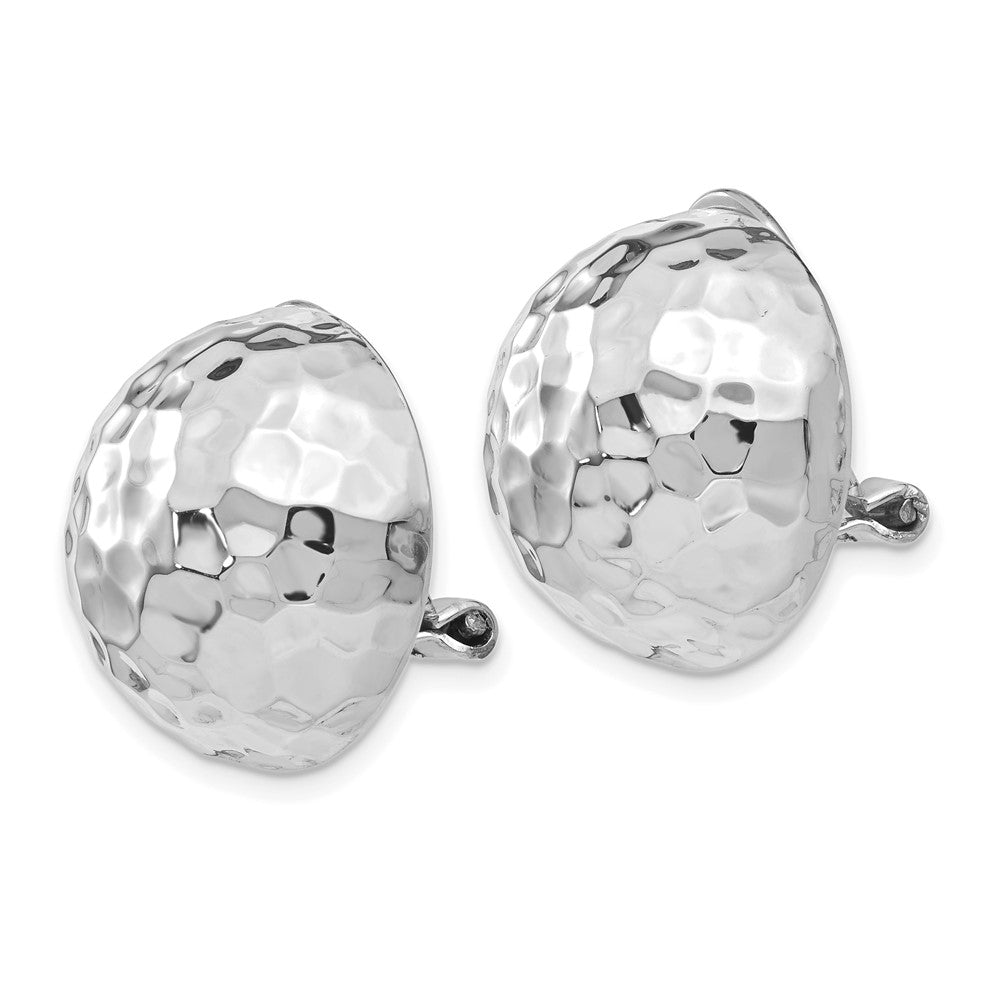 White Gold 18mm Hammered Non-pierced Earrings - Model H893 - Charlie & Co. Jewelry