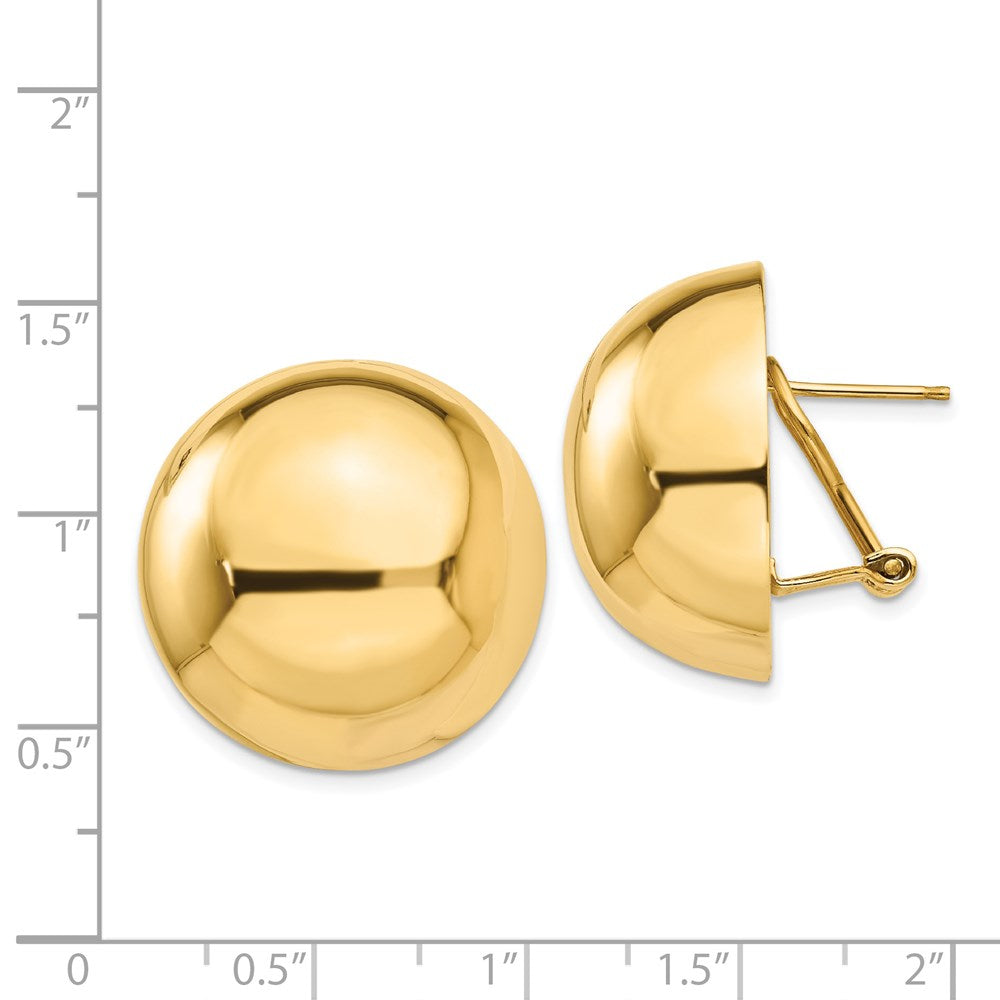 Gold Omega Clip 24mm Half Ball Earrings - Model H918 - Charlie & Co. Jewelry