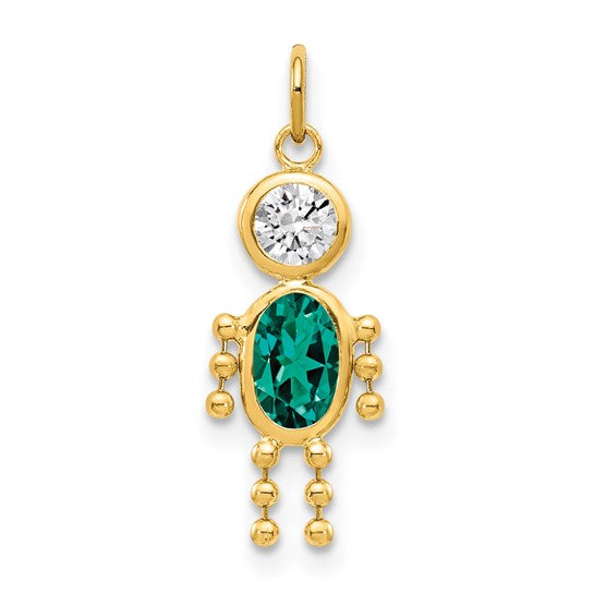 14k May Boy Birthstone Charm - Model XCK165 - Charlie & Co. Jewelry