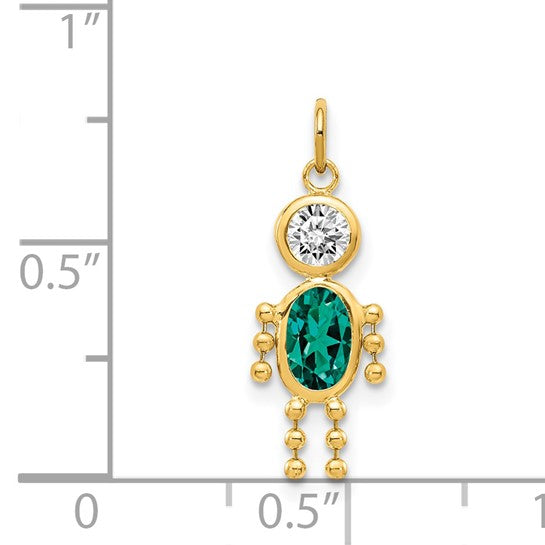 14k May Boy Birthstone Charm - Model XCK165 - Charlie & Co. Jewelry