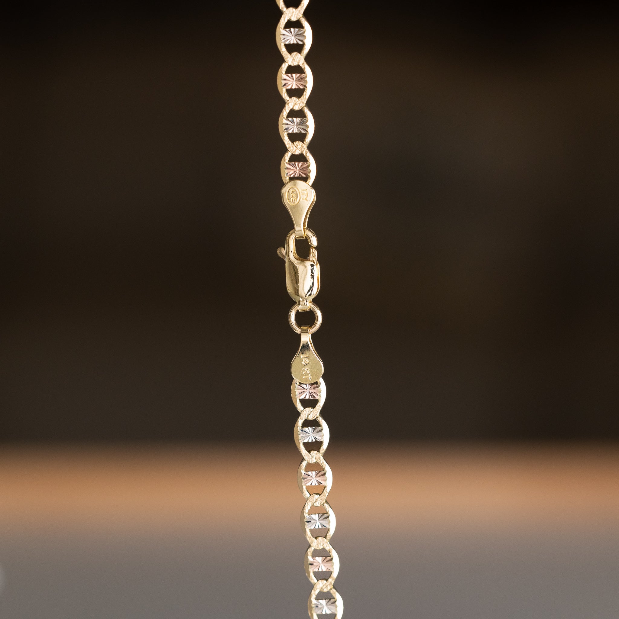 14k Gold Three-Tone 4.3mm Flat Mariner Star Diamond-Cut Chain - Model CH-0668