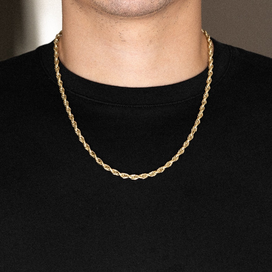 14k Gold 5mm Hollow Diamond-Cut Rope Chain - Model CH-0146
