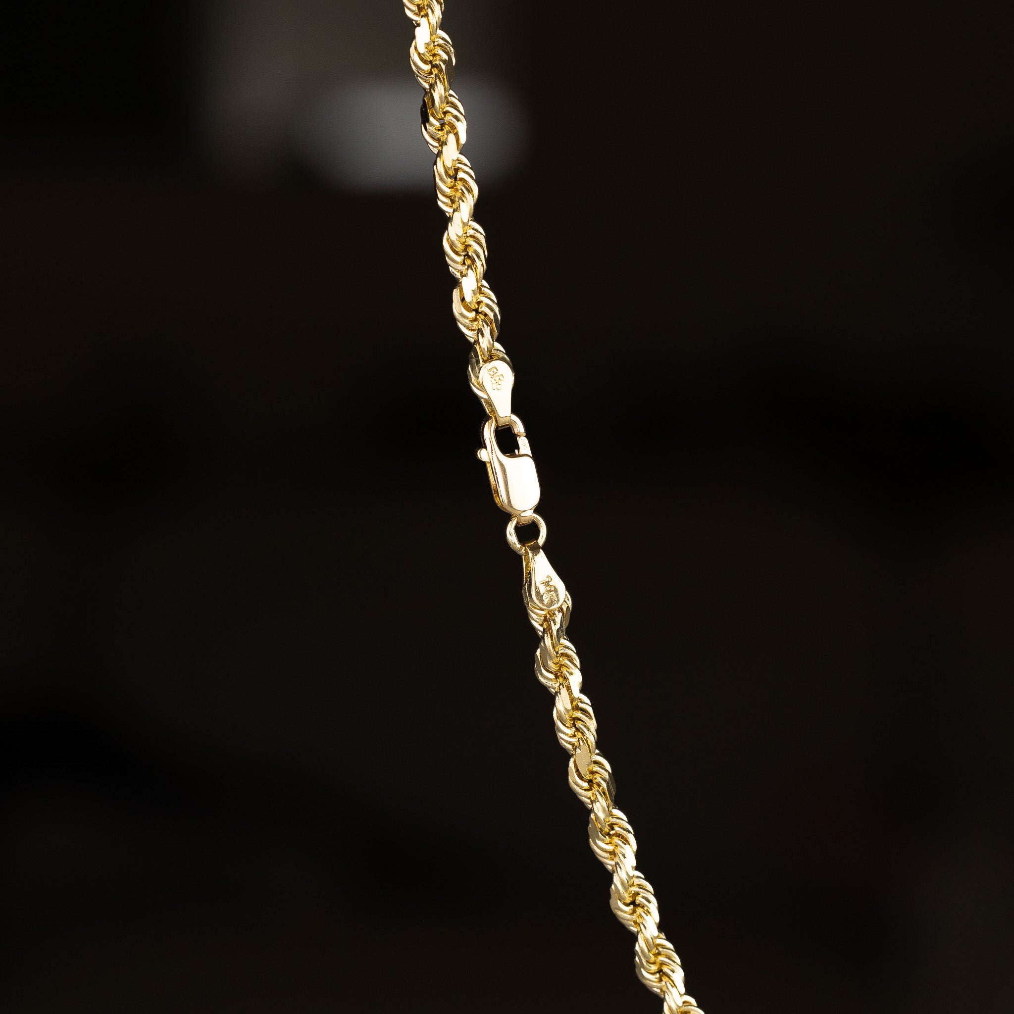 14K Gold 4mm Solid Diamond-Cut Classic Rope Chain Model CH-0386