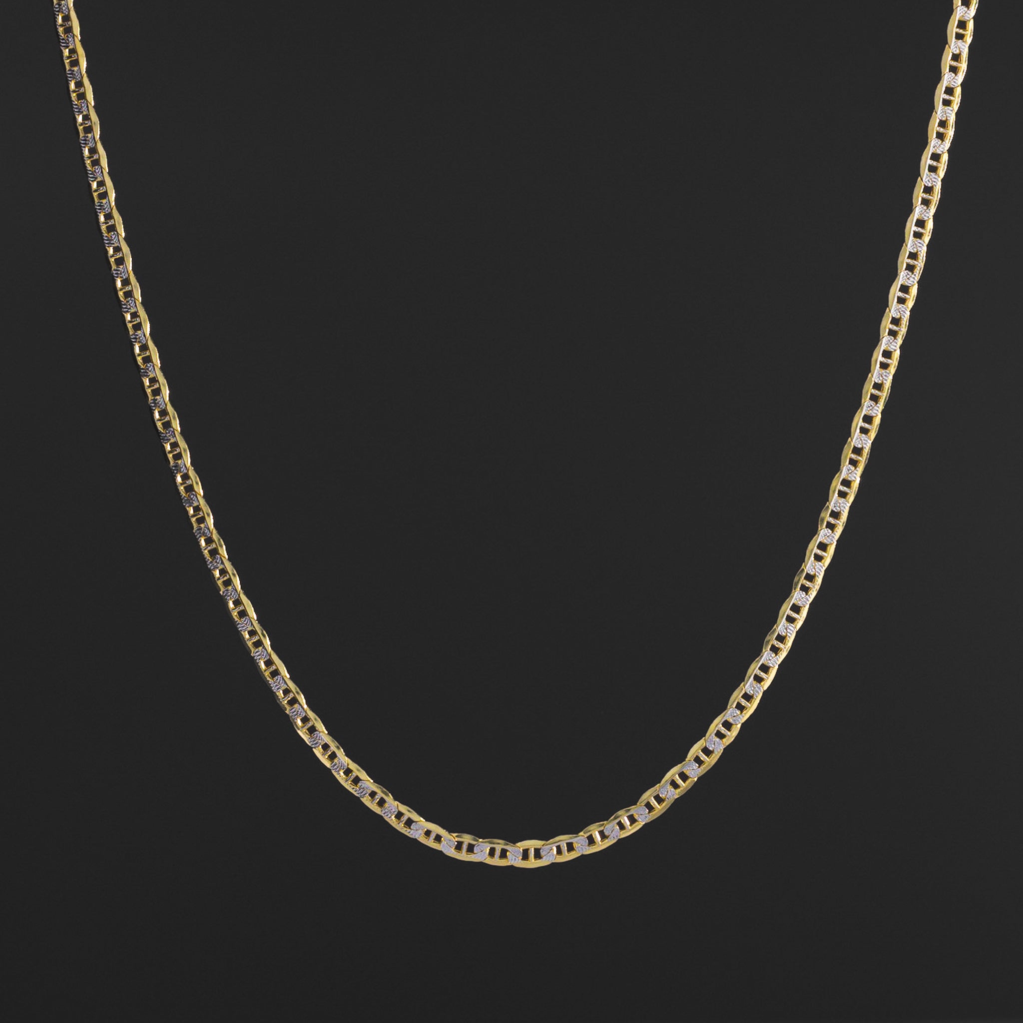 14k Gold 3.4mm Two Tone Hollow Mariner Chain - Model CH-0658